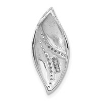 Sterling Silver Polished & Satin CZ Leaf Chain Slide Pendant view 4