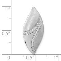Sterling Silver Polished & Satin CZ Leaf Chain Slide Pendant view 3