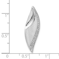 Sterling Silver Polished & Satin CZ Chain Slide Pendant view 3