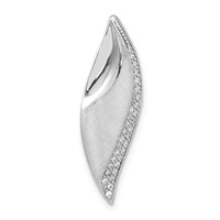 Sterling Silver Polished & Satin CZ Chain Slide Pendant view 1