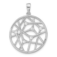 Sterling Silver Polished CZ Circle Pendant view 1