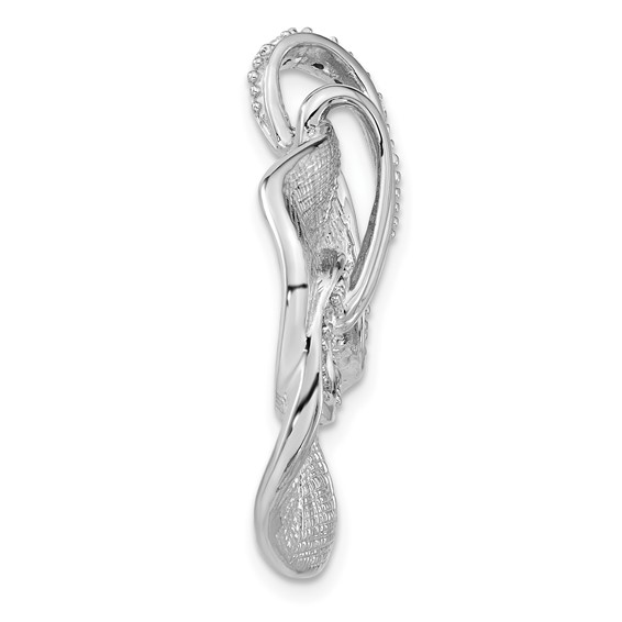 Sterling Silver Polished & Textured Fancy CZ Slide