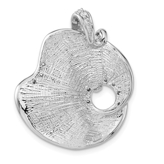 Sterling Silver Polished & Textured Fancy CZ Slide