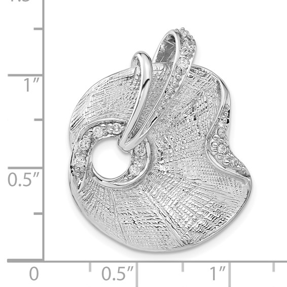 Sterling Silver Polished & Textured Fancy CZ Slide