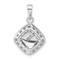 Sterling Silver Polished & Textured Diamond-shape Pendant view 4