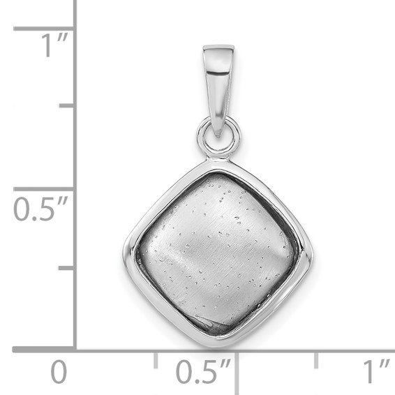 Sterling Silver Polished & Textured Diamond-shape Pendant