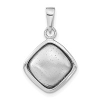 Sterling Silver Polished & Textured Diamond-shape Pendant view 1
