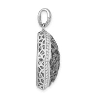 Sterling Silver Pendant with Black Rhodium Textured CZ Floral Square view 2