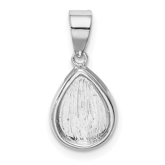 Sterling Silver Rhod-plated Lab Created Opal Teardrop Pendant