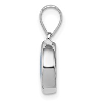 Sterling Silver Rhodium-plated Blue Lab Created Opal Round Pendant view 2