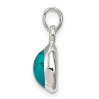Sterling Silver Polished Round Lab Created Turquoise Pendant view 2