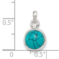 Sterling Silver Polished Round Lab Created Turquoise Pendant view 3