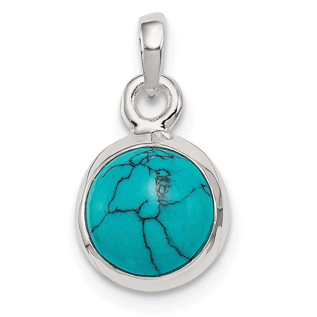 Sterling Silver Polished Lab Created Turquoise Pendant (QP4421)