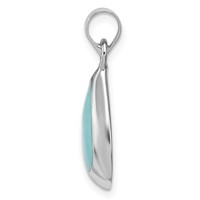 Sterling Silver Rhodium-plated Polished Lab Created Turquoise Teardrop Pendant view 2
