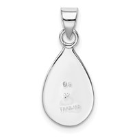 Sterling Silver Rhodium-plated Polished Lab Created Turquoise Teardrop Pendant view 4