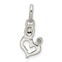Sterling Silver Polished Mother and Baby Heart Charm view 4