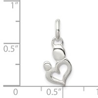 Sterling Silver Polished Mother and Baby Heart Charm view 3