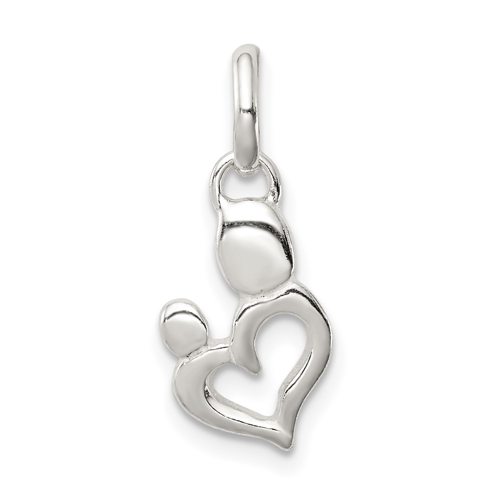 Sterling Silver Polished Mother and Baby Heart Charm