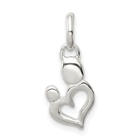 Sterling Silver Polished Mother and Baby Heart Charm view 1