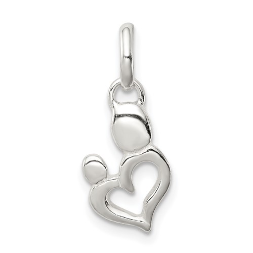 Sterling Silver Polished Mother and Baby Heart Charm