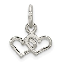 Sterling Silver Polished Double Heart Charm view 4