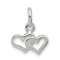 Sterling Silver Polished Double Heart Charm view 1