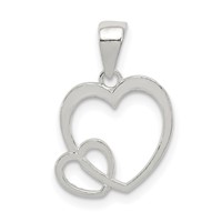 Sterling Silver Polished Hearts Pendant view 1