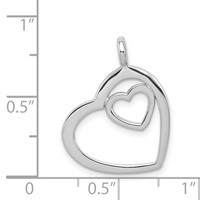 Sterling Silver Rhodium-plated Heart Pendant view 3