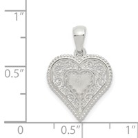 Sterling Silver Polished Filigree Heart Pendant view 3