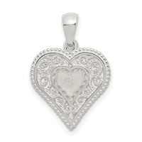 Sterling Silver Polished Filigree Heart Pendant view 1