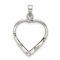 Sterling Silver Polished & D C Heart Pendant view 4