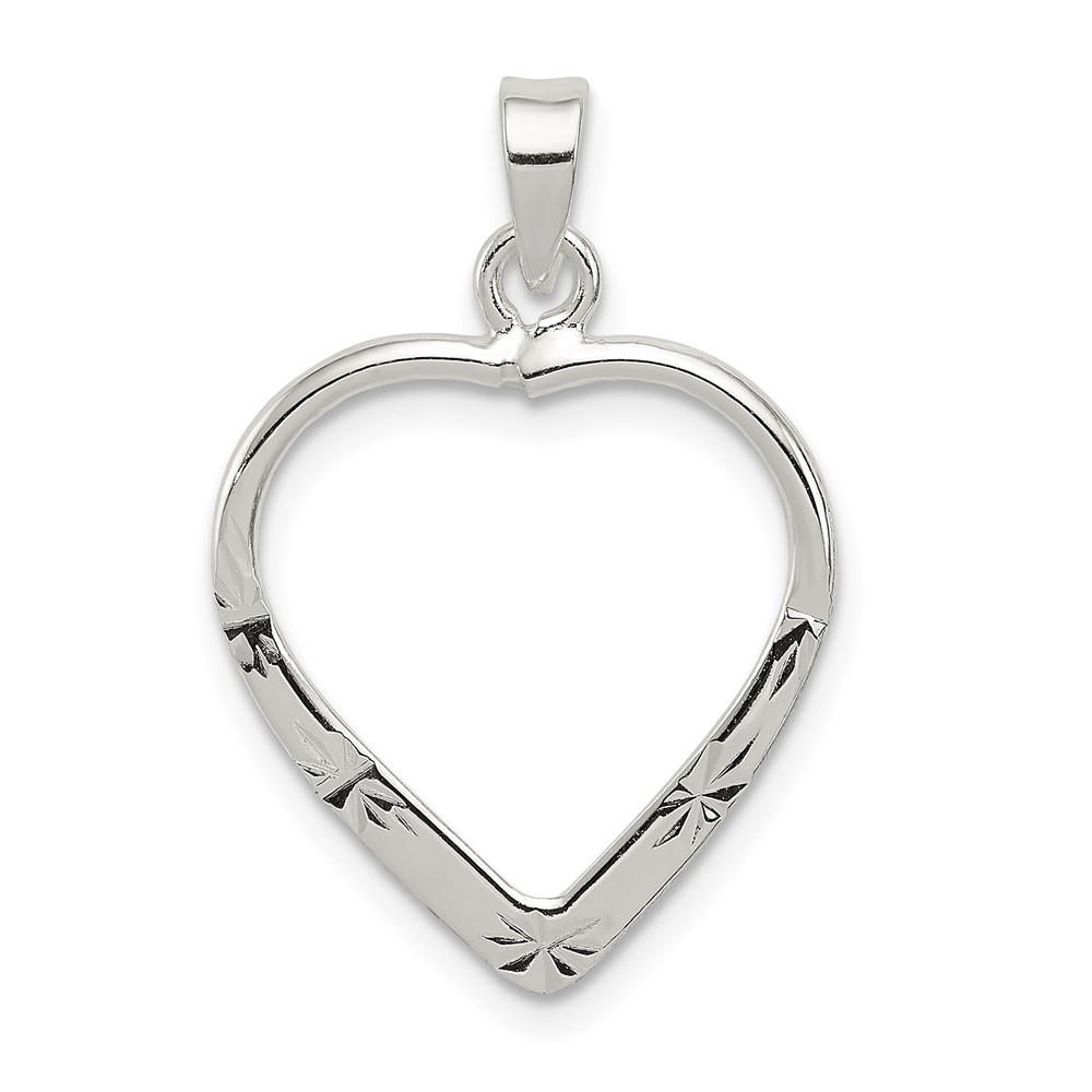 Sterling Silver Polished & D C Heart Pendant