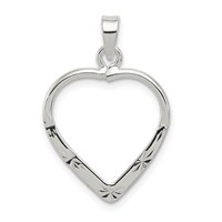 Sterling Silver Polished & D C Heart Pendant view 1