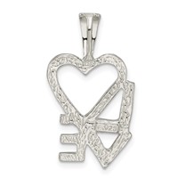 Sterling Silver Polished Love Pendant with Heart Chain Slide view 4