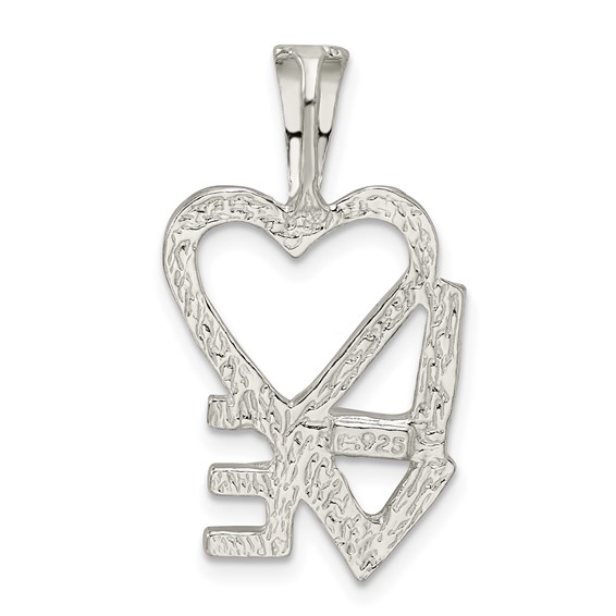 Sterling Silver Polished L HEART V E Chain Slide Pendant