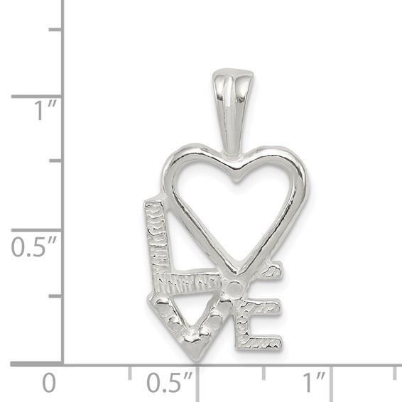Sterling Silver Polished L HEART V E Chain Slide Pendant