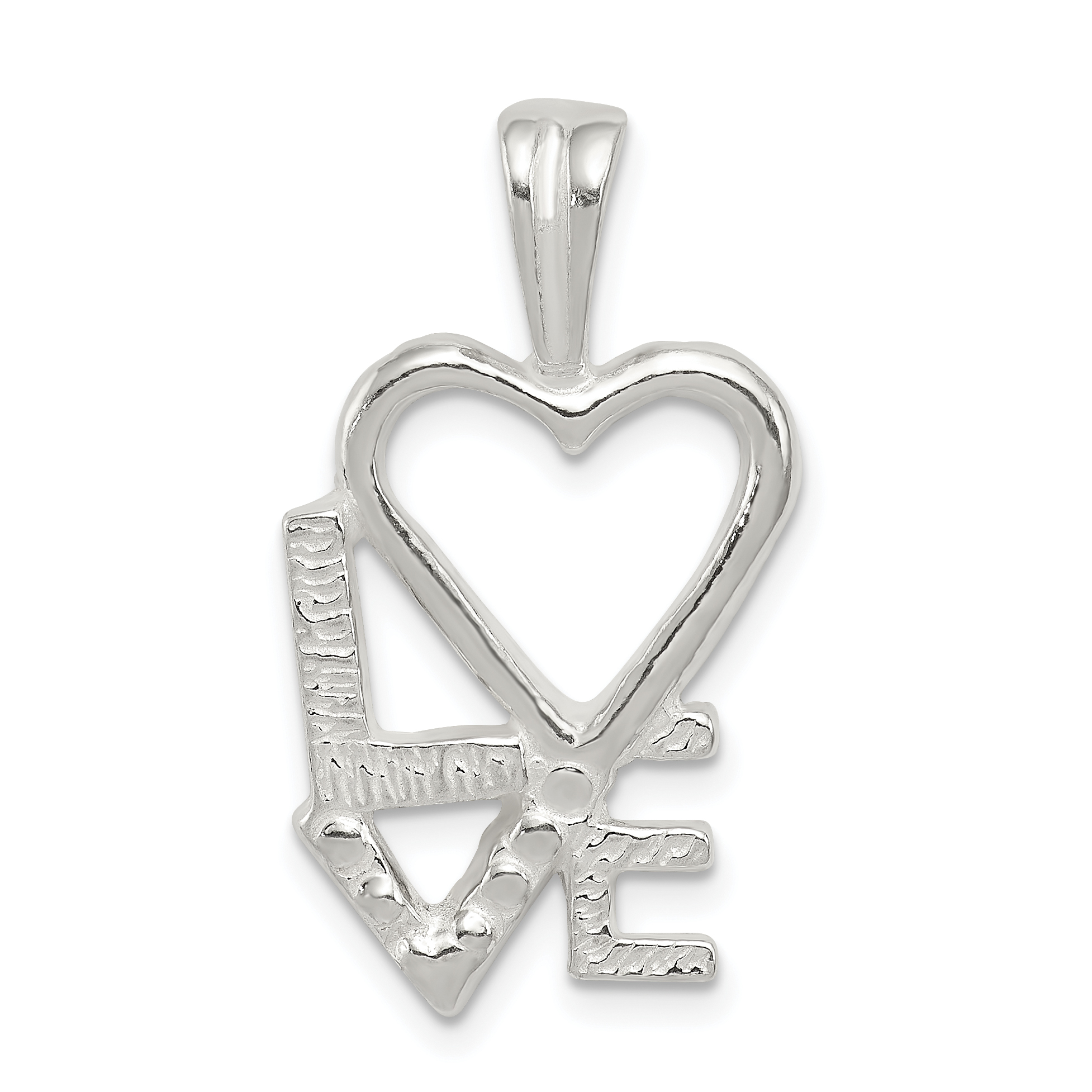 Sterling Silver Polished L HEART V E Chain Slide Pendant (QP4434)