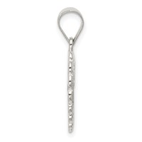 Sterling Silver Polished Mini Floral Center Heart Pendant view 2