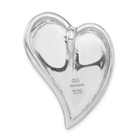 Sterling Silver Polished & Scratch Finish Heart Chain Slide Pendant view 4