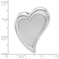 Sterling Silver Polished & Scratch Finish Heart Chain Slide Pendant view 3