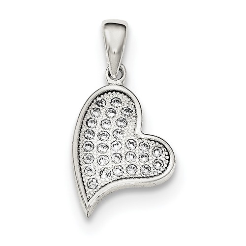 Sterling Silver CZ Heart Pendant