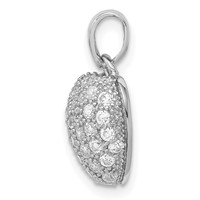 Sterling Silver Rhodium-plated CZ Micropave Heart Pendant view 2