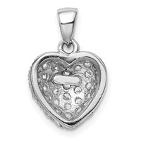 Sterling Silver Rhodium-plated CZ Micropave Heart Pendant view 4