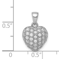 Sterling Silver Rhodium-plated CZ Micropave Heart Pendant view 3