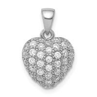 Sterling Silver Rhodium-plated CZ Micropave Heart Pendant view 1