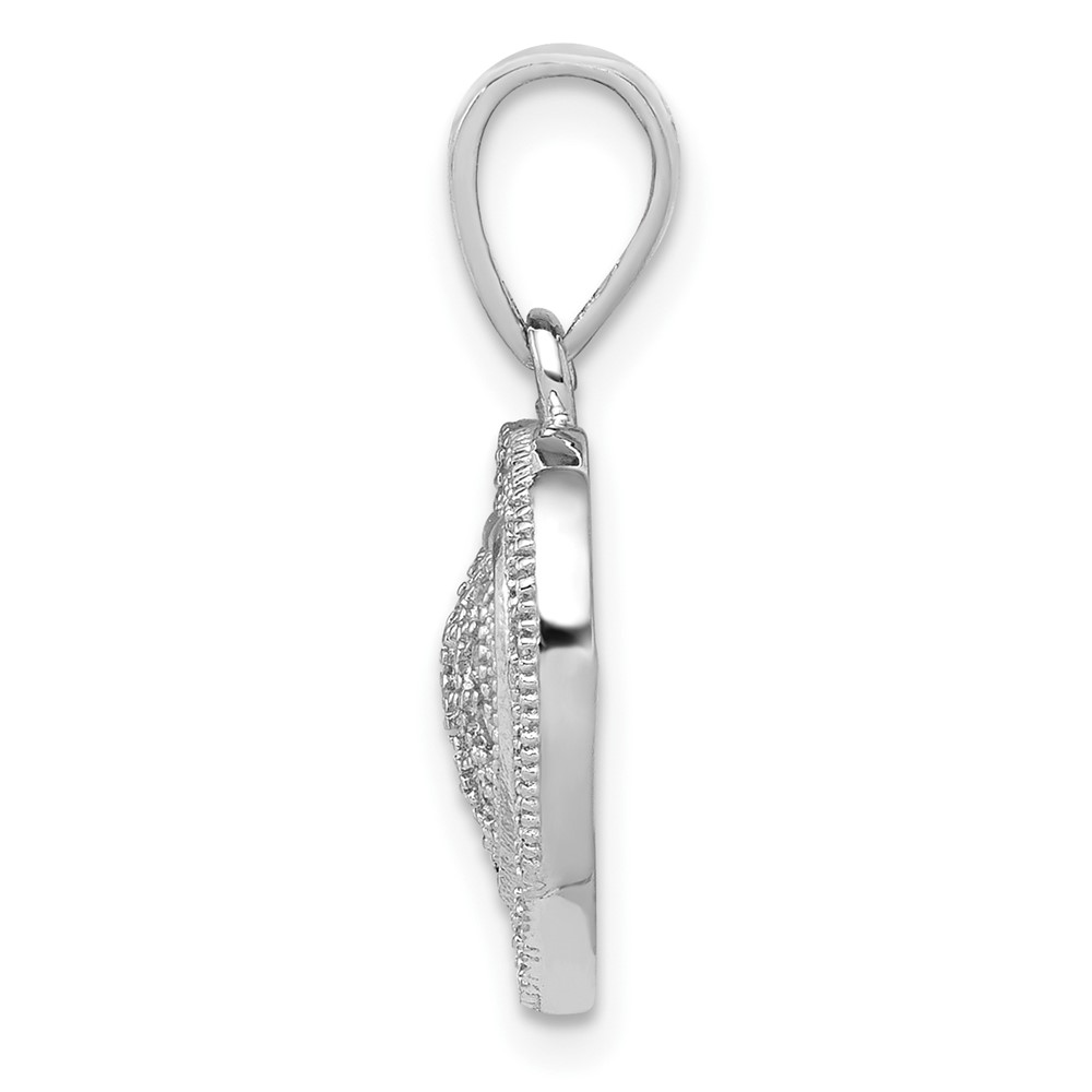 Sterling Silver Rhodium-plated Polished CZ Heart Pendant (QP4447)