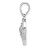 Sterling Silver Rhodium-plated Polished Micropave CZ Heart Pendant view 2