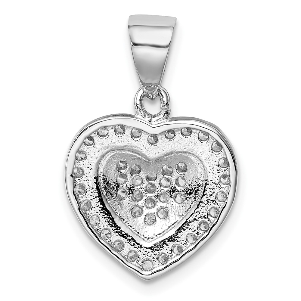 Sterling Silver Rhodium-plated Polished CZ Heart Pendant (QP4447)