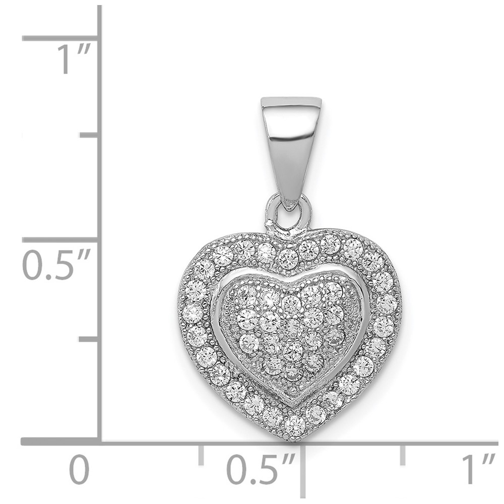 Sterling Silver Rhodium-plated Polished CZ Heart Pendant (QP4447)