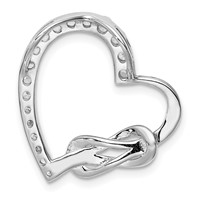 Sterling Silver Rhodium-plated CZ Heart Chain Slide view 4